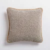 Gray Boucle and Leather Pillow