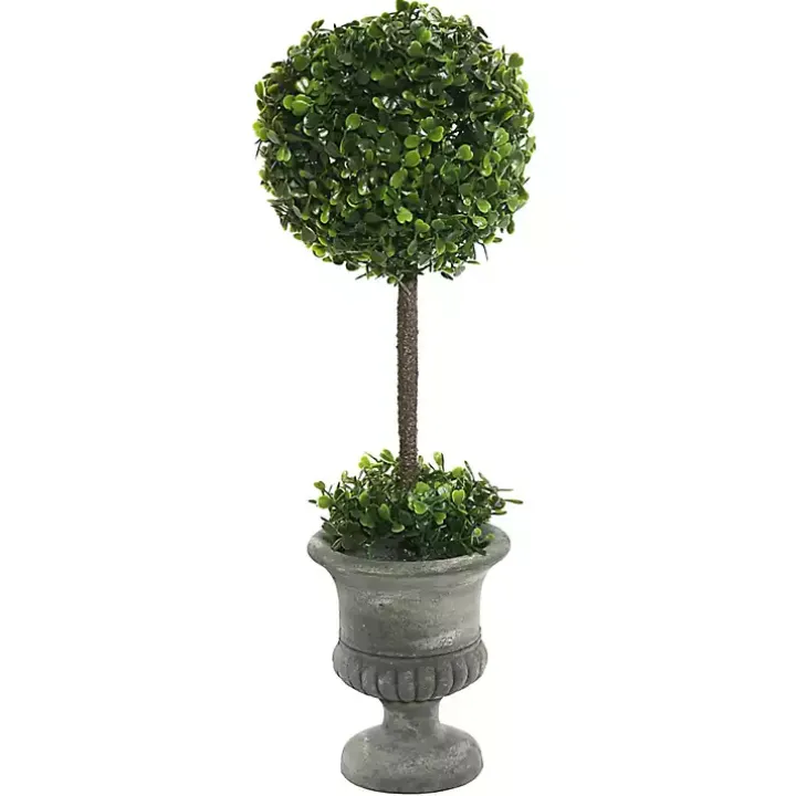 Gray Boxwood Pedestal Urn Topiary, 2 ft.