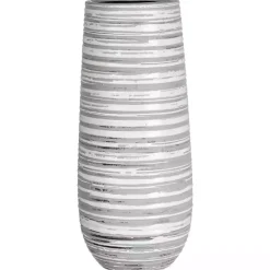 Gray Ceramic Striped Vase