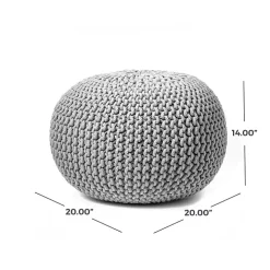 Gray Chain Knitted Round Pouf