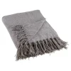Gray Chenille Fringe Throw