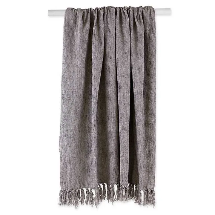 Gray Chenille Fringe Throw