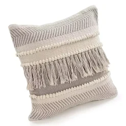 Gray Comfort Fringe Pillow