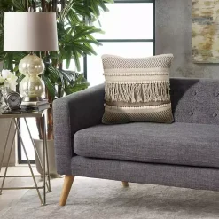 Gray Comfort Fringe Pillow