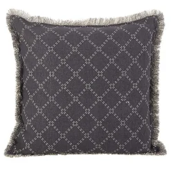 Gray Diamond Fringe Pillow