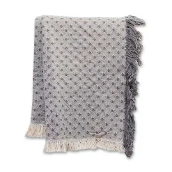 Gray Dotted Woven Throw