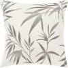 Gray Embroidered Botanical Throw Pillow