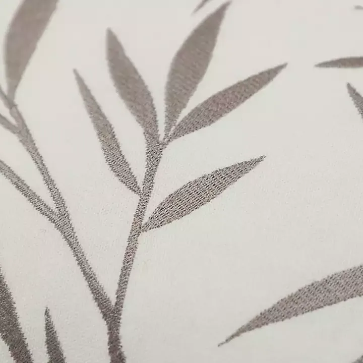 Gray Embroidered Botanical Throw Pillow