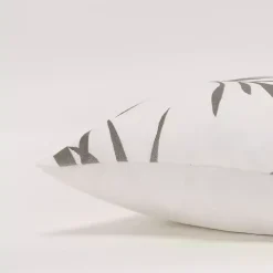 Gray Embroidered Botanical Throw Pillow