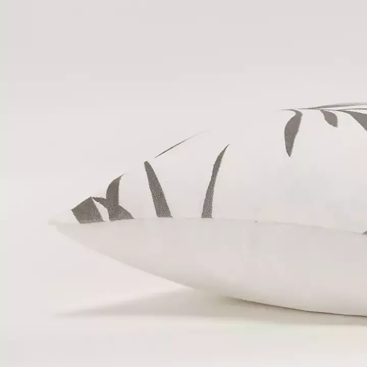 Gray Embroidered Botanical Throw Pillow