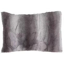 Gray Faux Fur Decorative Lumbar Throw Pillow