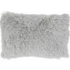 Gray Faux Fur Lumbar Pillow