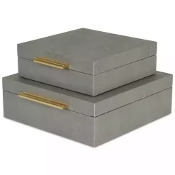 Gray Faux Shagreen 2-pc. Square Decorative Boxes