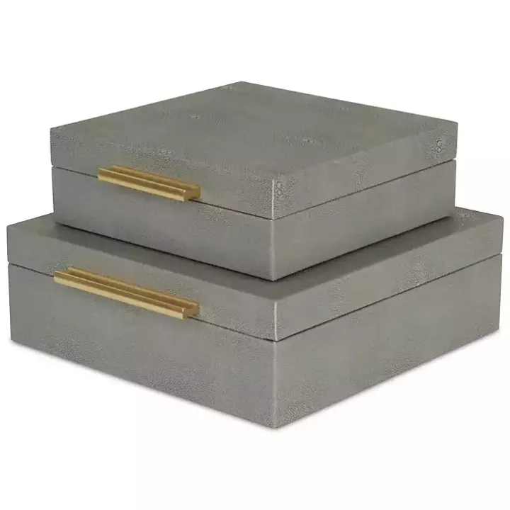 Gray Faux Shagreen 2-pc. Square Decorative Boxes
