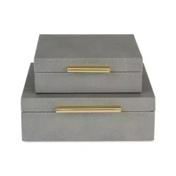 Gray Faux Shagreen 2-pc. Square Decorative Boxes