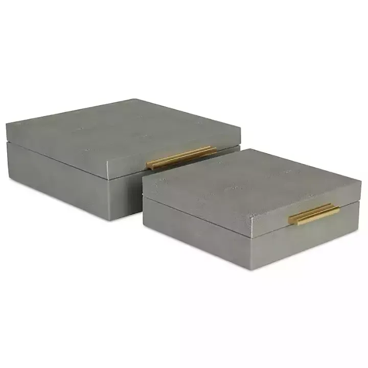 Gray Faux Shagreen 2-pc. Square Decorative Boxes