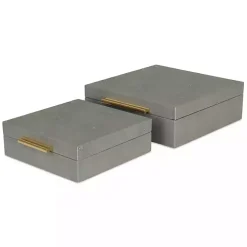 Gray Faux Shagreen 2-pc. Square Decorative Boxes