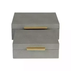 Gray Faux Shagreen 2-pc. Square Decorative Boxes