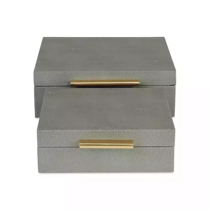 Gray Faux Shagreen 2-pc. Square Decorative Boxes