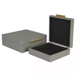Gray Faux Shagreen 2-pc. Square Decorative Boxes