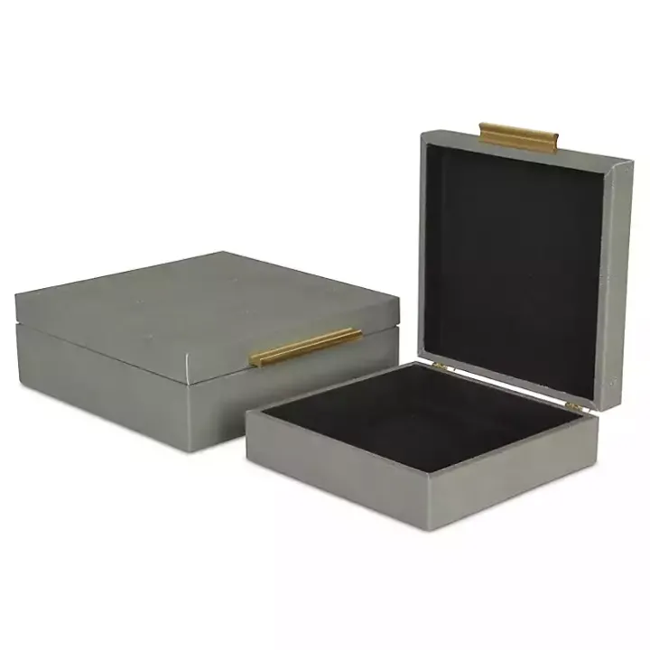 Gray Faux Shagreen 2-pc. Square Decorative Boxes