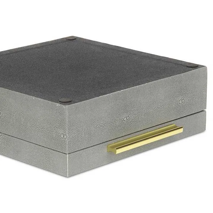 Gray Faux Shagreen 2-pc. Square Decorative Boxes