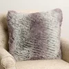 Gray Faux Wolf Fur Pillow