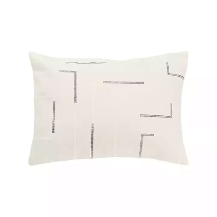 Gray Geometric Woven Lines Throw Pillow