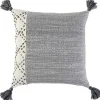Gray Kantha Stitch Recycled Throw Pillow