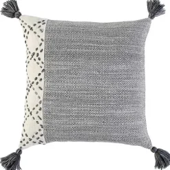 Gray Kantha Stitch Recycled Throw Pillow
