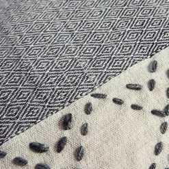 Gray Kantha Stitch Recycled Throw Pillow