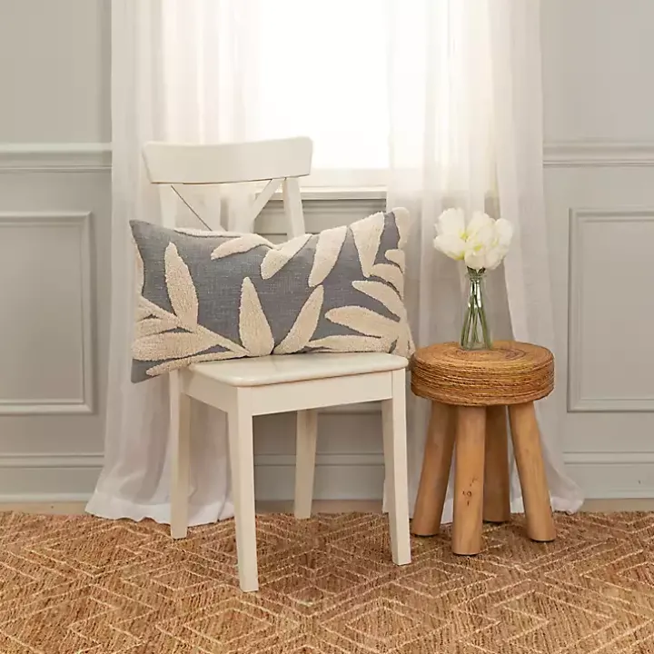 Gray Palm Lumbar Pillow