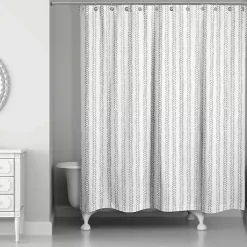 Gray Petal Lines Shower Curtain