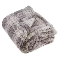 Gray Plaid Plush Throw
