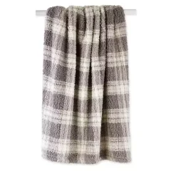 Gray Plaid Plush Throw