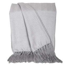 Gray Simple Chevron Tassel Throw