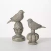 Gray Stone Bird Finial Figurines, Set of 2