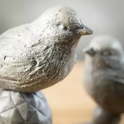 Gray Stone Bird Finial Figurines, Set of 2