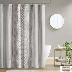 Gray Textured Chenille Shower Curtain