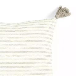 Gray Thin Woven Stripe Tassel Pillow