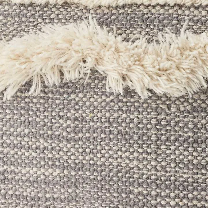 Gray Tufted Chevron Cube Pouf