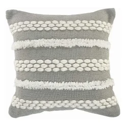 Gray Tufted Indoor/Outdoor Pillow