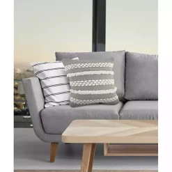 Gray Tufted Indoor/Outdoor Pillow