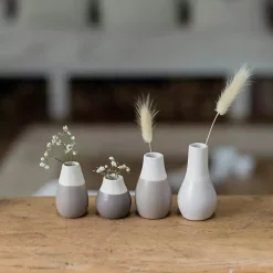 Gray Two-Toned Mini Vases, Set of 4