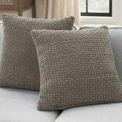 Gray Waffle Knit Chenille Throw Pillows, Set of 2