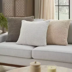 Gray Waffle Knit Chenille Throw Pillows, Set of 2