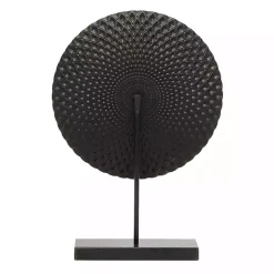 Gray White Gold Carved Mandala Metal Sculpture