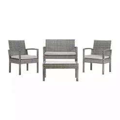 Gray Wicker Frame 4-pc. Outdoor Living Set