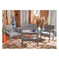 Gray Wicker Frame 4-pc. Outdoor Living Set