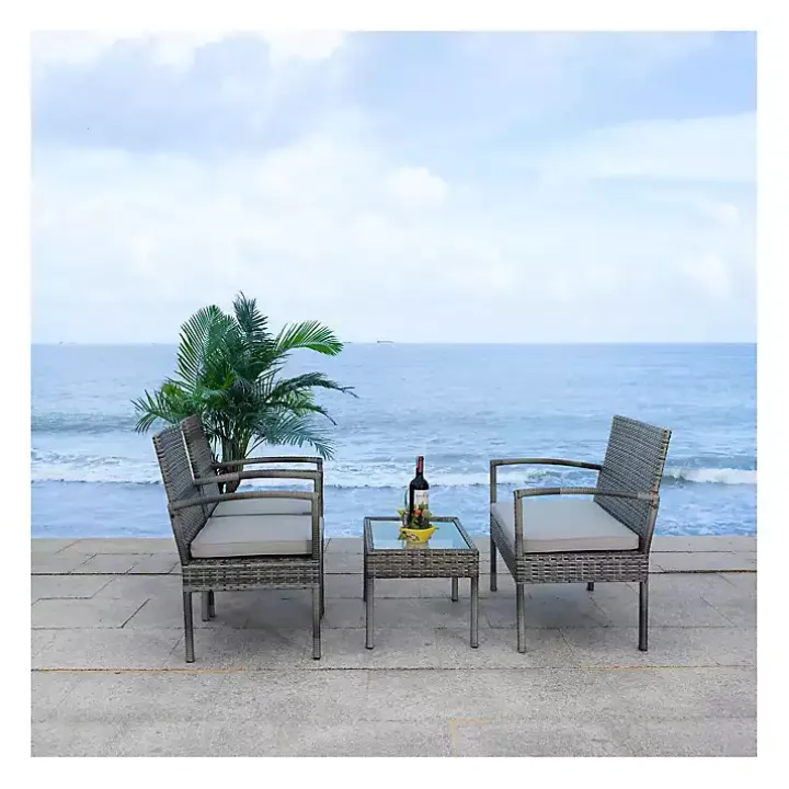 Gray Wicker Frame 4-pc. Outdoor Living Set